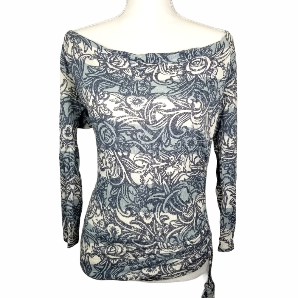 👕 Bcbgirls paisley/flora blue off shoulder top xs